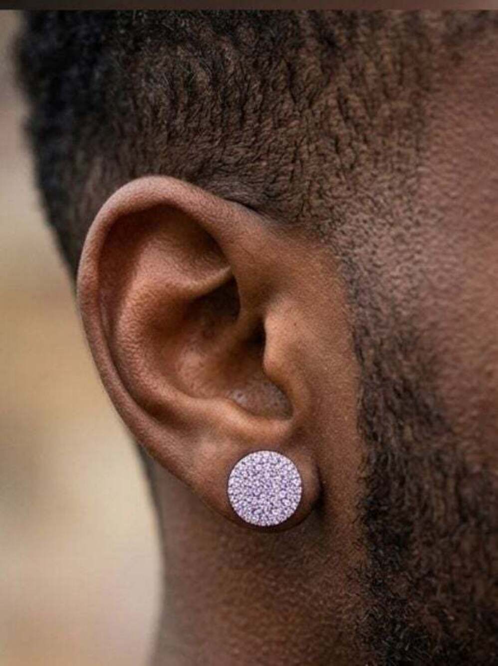Men's Lavender Crystal Round Stud Earrings - Modern Minimalist